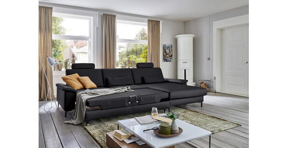 ECKSOFA in Echtleder Anthrazit 334/176 cm - Anthrazit/Schwarz, Design, Leder/Metall (334/176cm) - Dieter Knoll