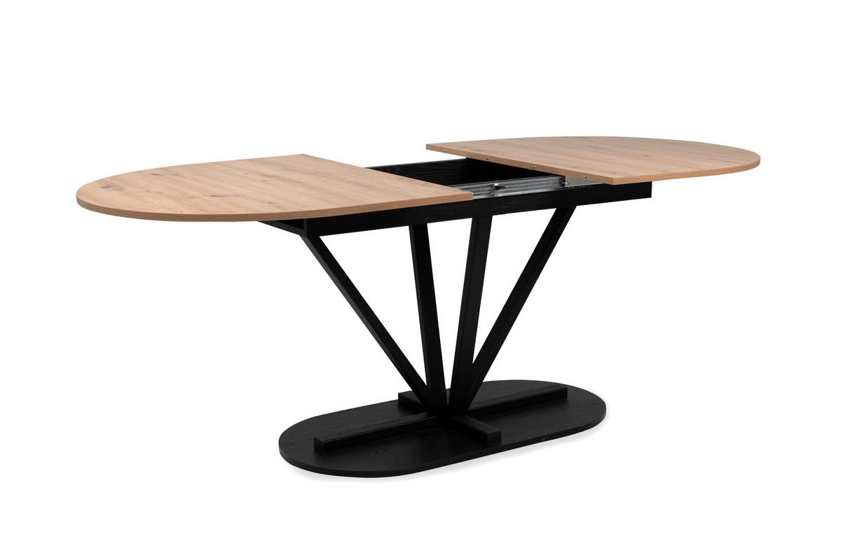 ESSTISCH - Schwarz/Eiche Artisan, MODERN, Holzwerkstoff/Metall (160-200/90/76cm) - Livetastic