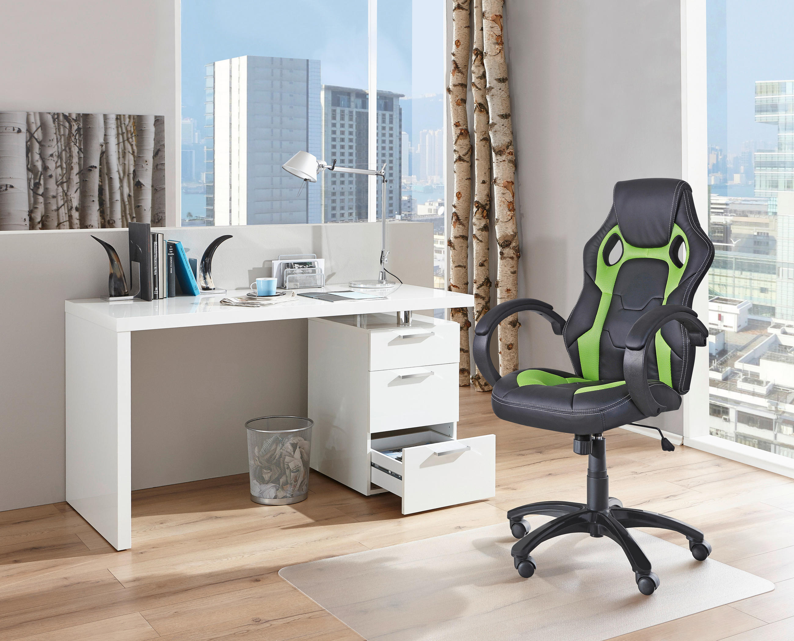 GAMINGSTUHL Grün, Schwarz Metall, Kunststoff, Textil   - Schwarz/Grün, Design, Kunststoff/Textil (61/110-120/63cm) - Carryhome