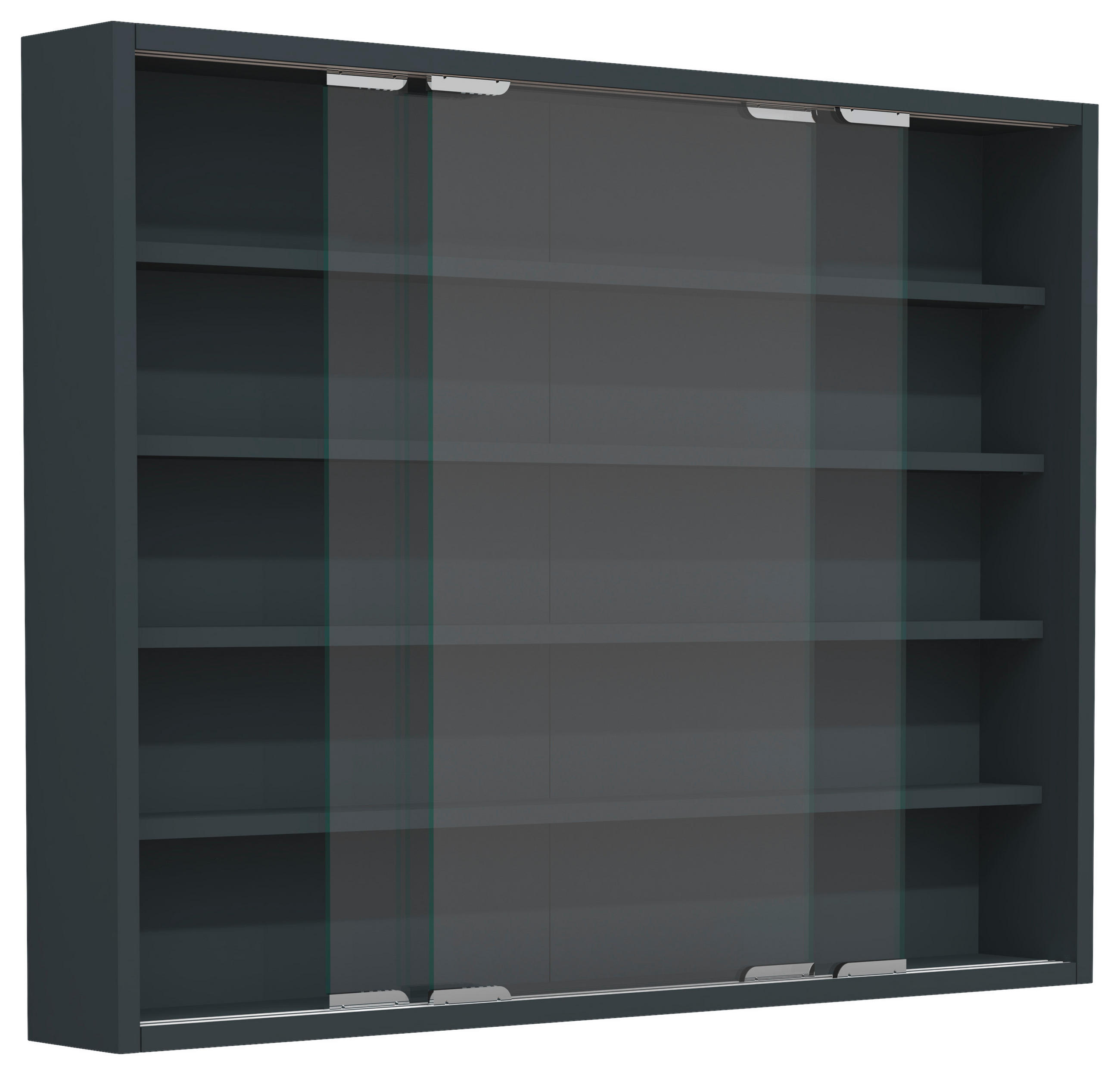 VÄGGHÄNGT VITRINSKÅP i antracit   - silver/antracit, Modern, trämaterial/glas (77/60/10cm) - MID.YOU