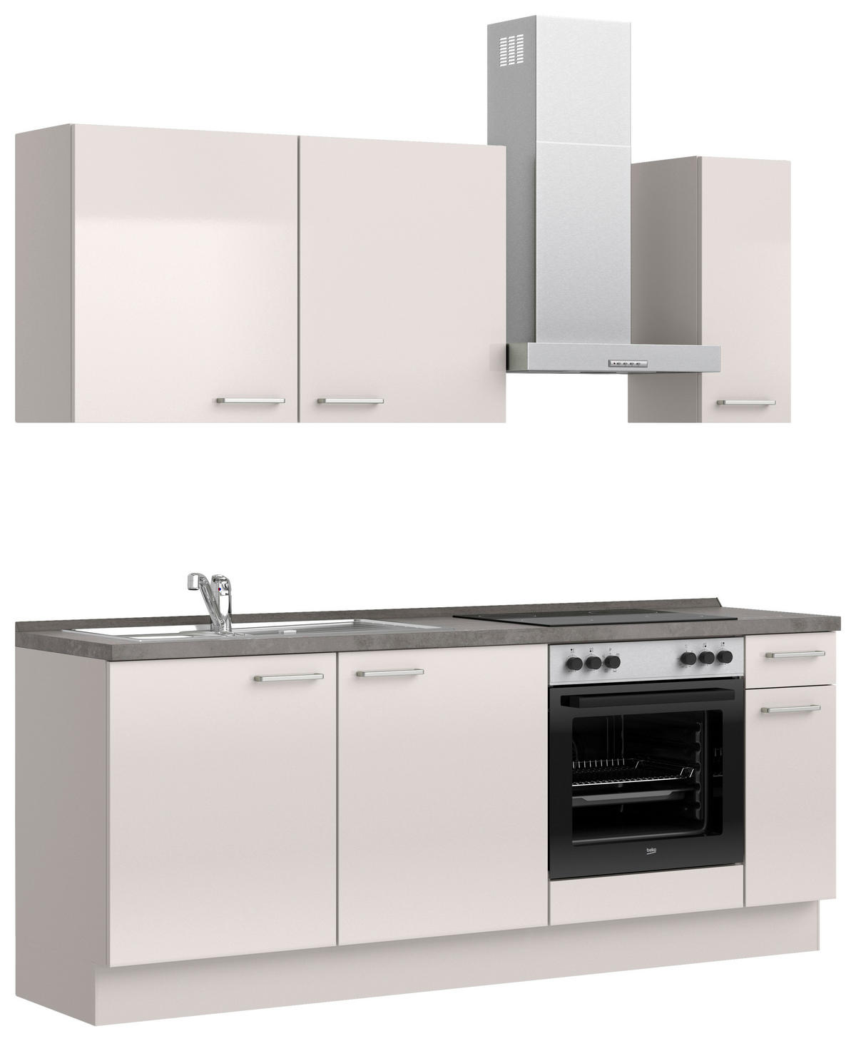KÜCHENLEERBLOCK Flash 210 cm  in Schieferfarben, Hellgrau  - Schieferfarben/Edelstahlfarben, MODERN, Holzwerkstoff/Metall (210cm) - Nobilia