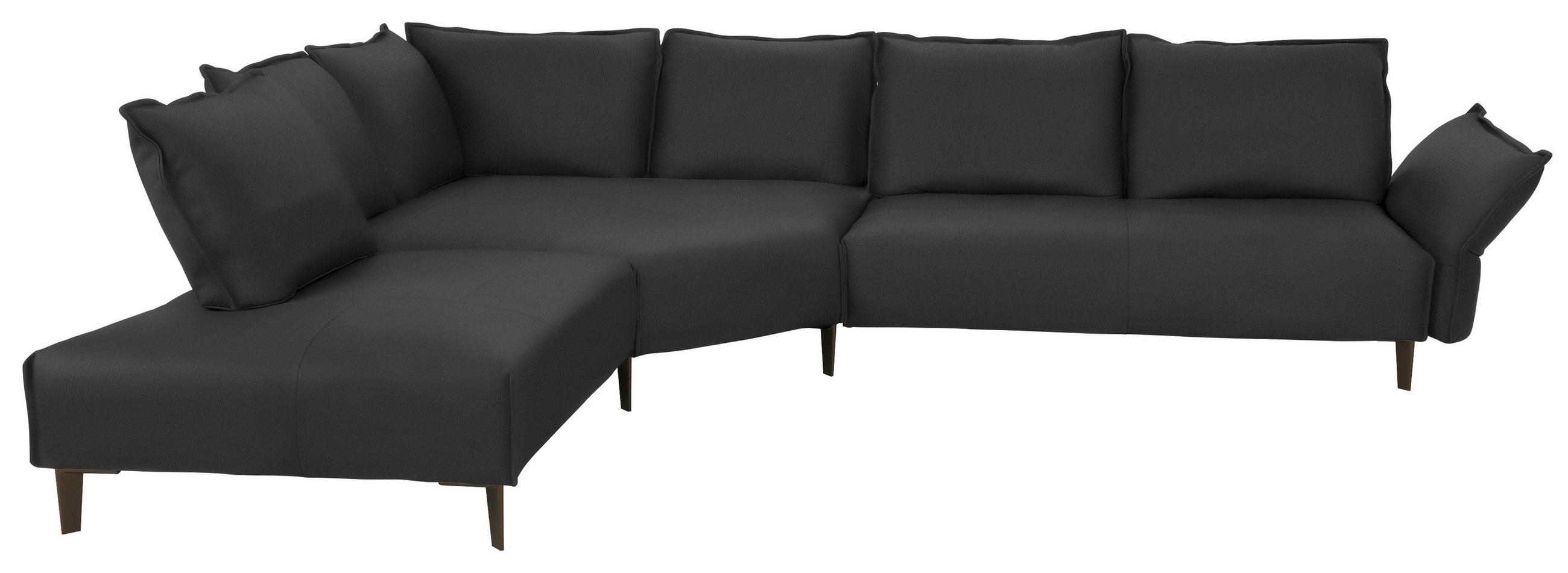 ECKSOFA in Echtleder Graphitfarben  - Schwarz/Graphitfarben, Design, Leder/Metall (272/340cm) - W.Schillig