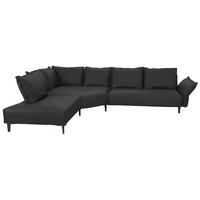 ECKSOFA in Echtleder Graphitfarben  - Schwarz/Graphitfarben, Design, Leder/Metall (272/340cm) - W.Schillig