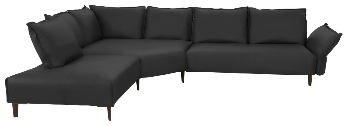 ECKSOFA in Echtleder Graphitfarben  - Schwarz/Graphitfarben, Design, Leder/Metall (272/340cm) - W.Schillig