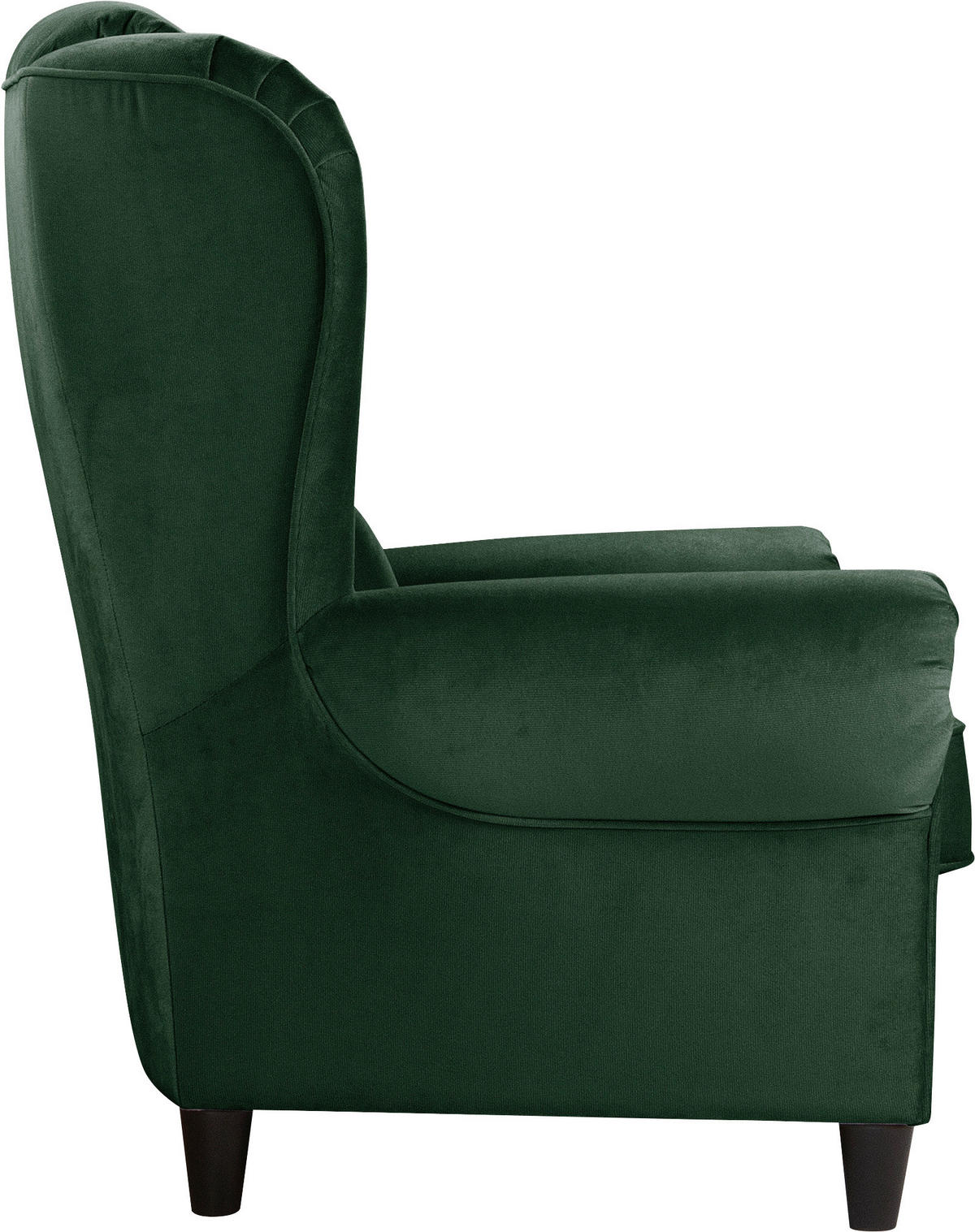 OHRENSESSEL Plüsch Dunkelgrün  - Dunkelgrün/Schwarz, Design, Holz/Textil (94/112/92cm) - MID.YOU