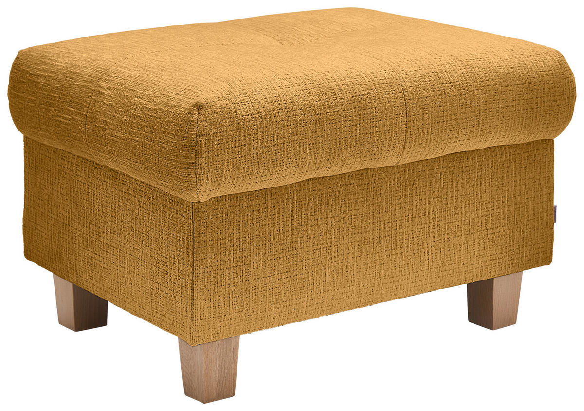 HOCKER Samt Senfgelb  - Senfgelb/Naturfarben, Design, Holz/Textil (71/46/57cm) - Venda