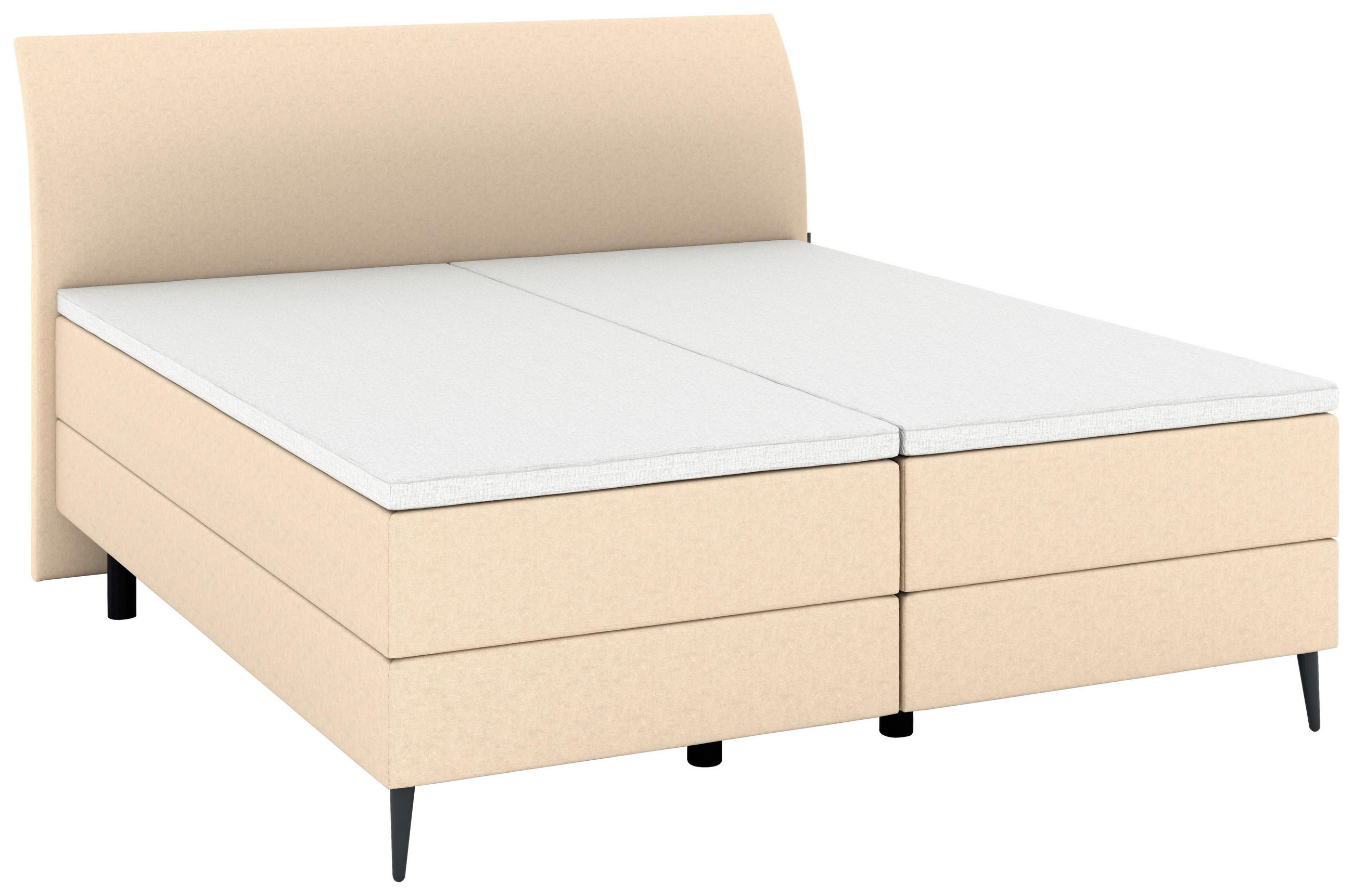 BOXSPRINGBETT 180/200 cm,  in Beige, gepolstertes Kopfteil, Topper, Matratzen, H3 + H3 = fest  - Anthrazit/Beige, KONVENTIONELL, Kunststoff/Textil (180/200cm) - Musterring
