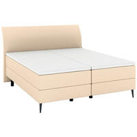 BOXSPRINGBETT 180/200 cm,  in Beige, gepolstertes Kopfteil, Topper, Matratzen, H3 + H3 = fest  - Anthrazit/Beige, KONVENTIONELL, Kunststoff/Textil (180/200cm) - Musterring