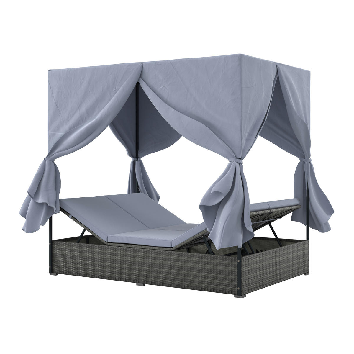 GARTENLIEGE 135/180/197 cm  - Grau, MODERN, Kunststoff/Textil (135/180/197cm) - Ambia Garden