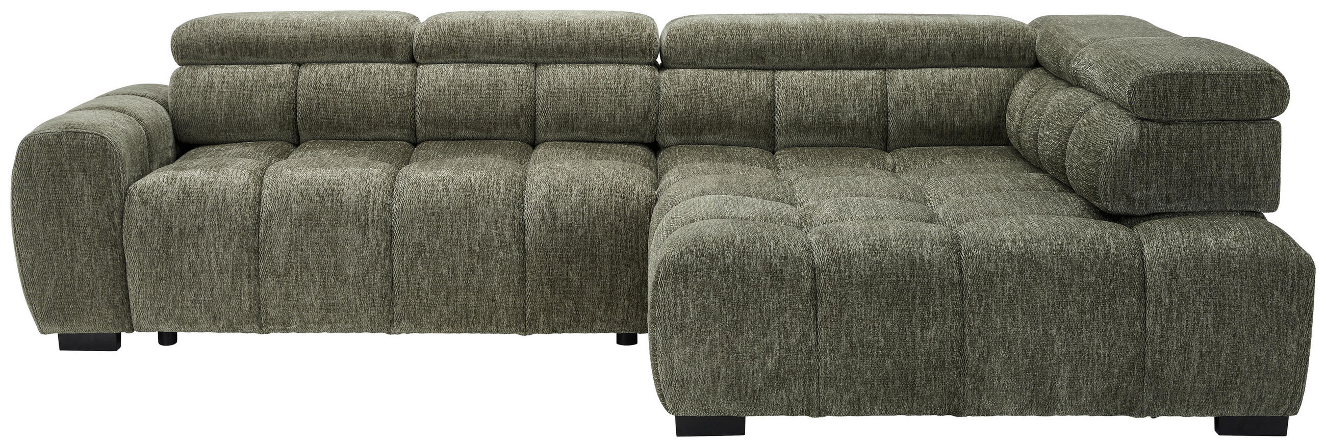 ECKSOFA inkl. Funktionen Olivgrün Webstoff  - Schwarz/Olivgrün, MODERN, Kunststoff/Textil (297/205cm) - Welnova