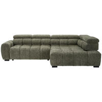 ECKSOFA inkl. Funktionen Ottomane rechts  Olivgrün Webstoff  - Schwarz/Olivgrün, MODERN, Kunststoff/Textil (297/205cm) - Welnova