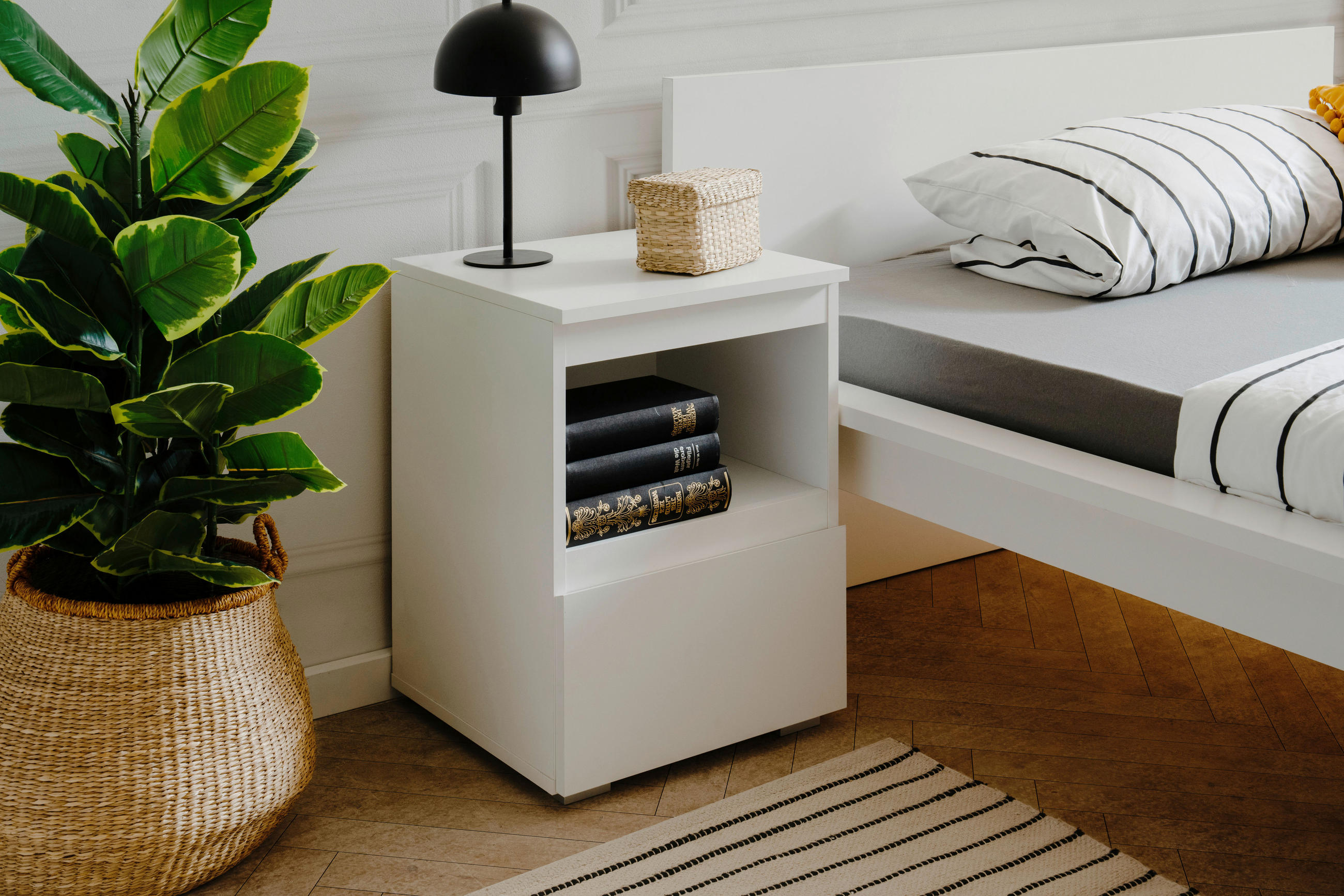 NACHTSCHRANK 40/55/40 cm  - Alufarben/Weiß, MODERN, Holzwerkstoff/Kunststoff (40/55/40cm) - MID.YOU