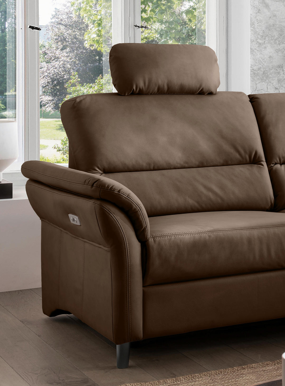 ECKSOFA in Lederlook Braun  - Schwarz/Braun, Modern, Holz/Textil (266/190cm) - Livetastic