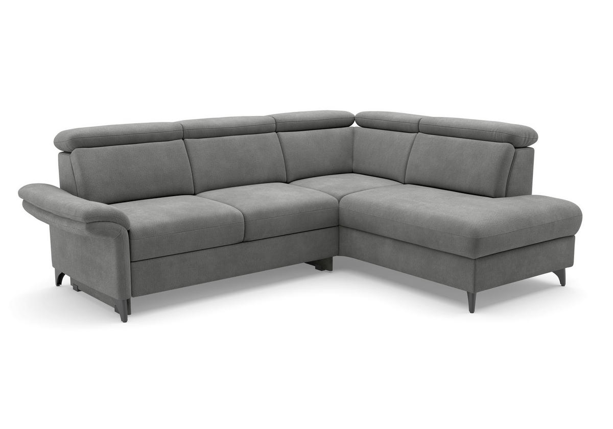 ECKSOFA Flachgewebe Grau  - Schwarz/Grau, Konventionell, Textil/Metall (247/193cm) - Sit & More