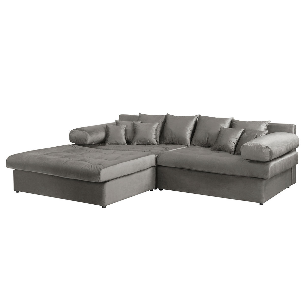 ECKSOFA Naomi Dunkelgrau Velours Rückenkissen  - Dunkelgrau/Schwarz, Design, Kunststoff/Textil (243/284cm) - P & B