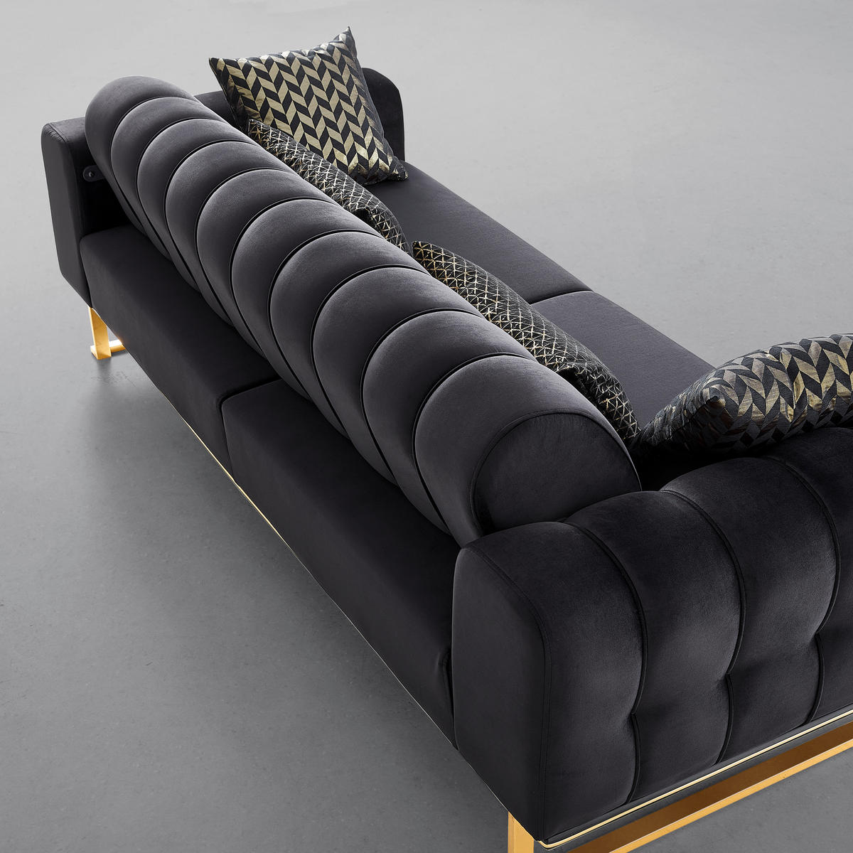 3-sitzer-sofa Aile, textil, negru - auriu/negru, Lifestyle, textil (244/80/90cm) - Based