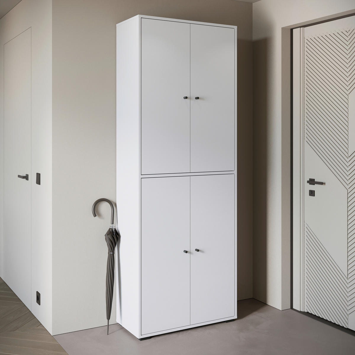 SKOSKÅP  i 70/190/33 cm  - vit/svart, Basics, metall/trämaterial (70/190/33cm) - P & B