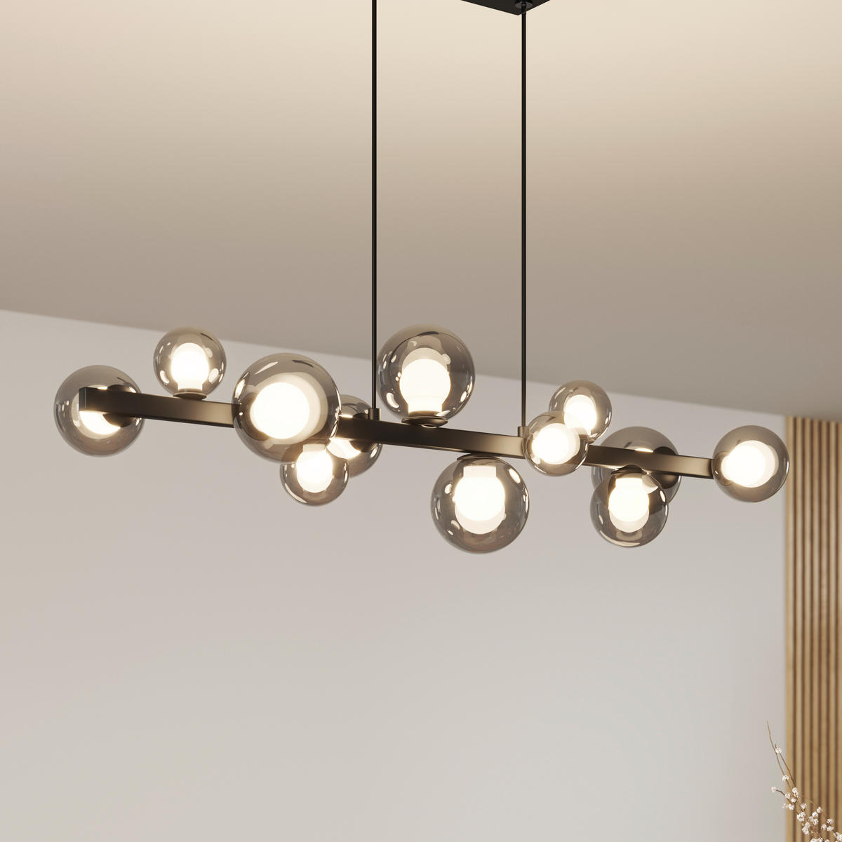 Lampă Suspendată Cu Led 95/27/150 cm  - negru maroniu, Design, sticlă/metal (95/27/150cm) - Dieter Knoll