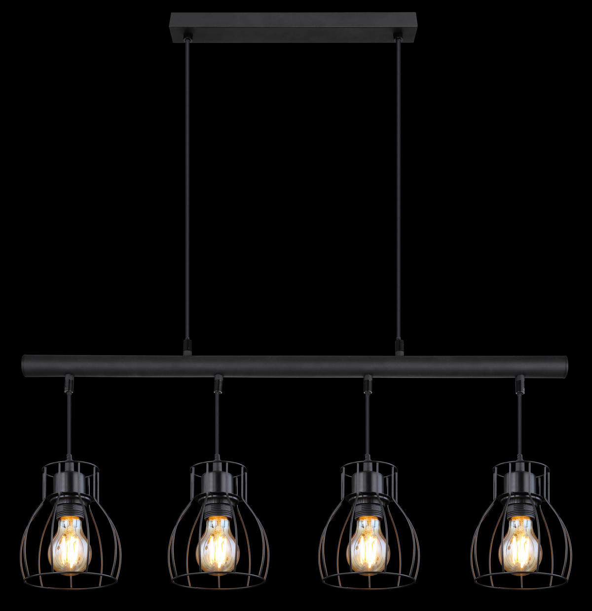 LED-HÄNGELEUCHTE Mina 77/14/120 cm   - Schwarz, Trend, Kunststoff/Metall (77/14/120cm) - Globo
