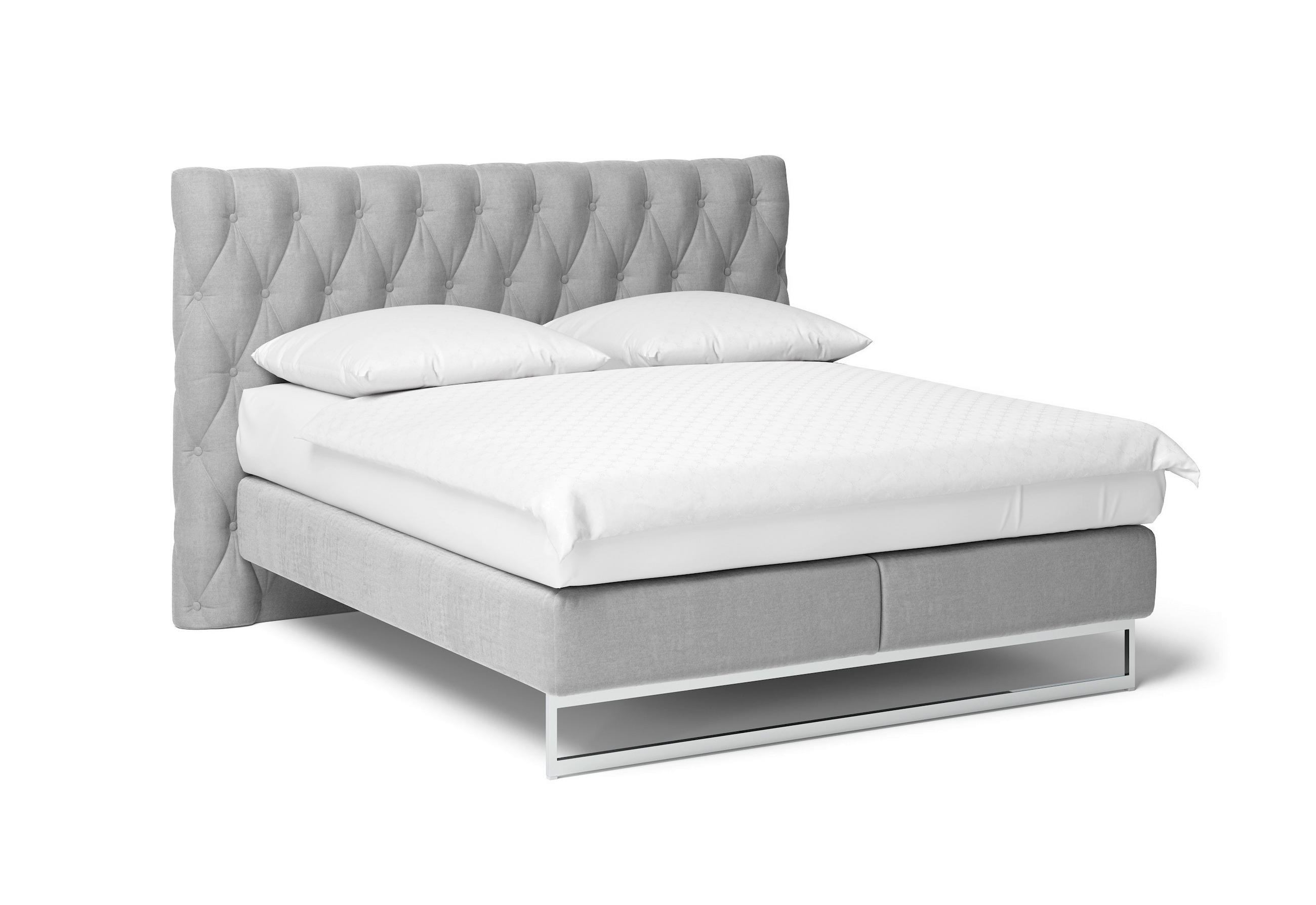 BOXSPRINGBETT 180/200 cm  in Hellgrau  - Chromfarben/Hellgrau, Design, Textil (180/200cm) - Joop!