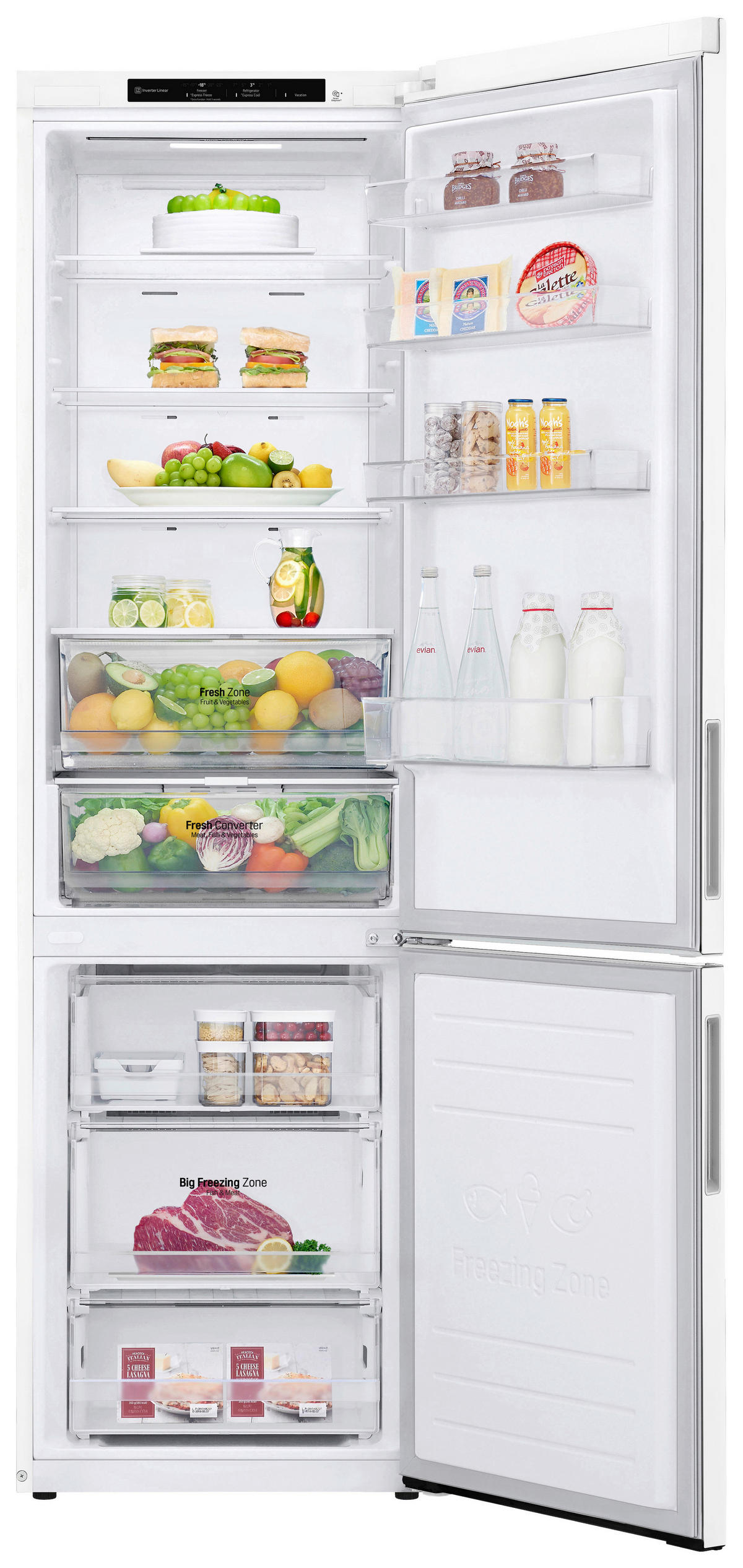 KÜHL-GEFRIER-KOMBINATION 59,5/203/67,5 cm GBP62SWNAC  - Weiß, Trend, Glas/Kunststoff (59,5/203/67,5cm) - LG