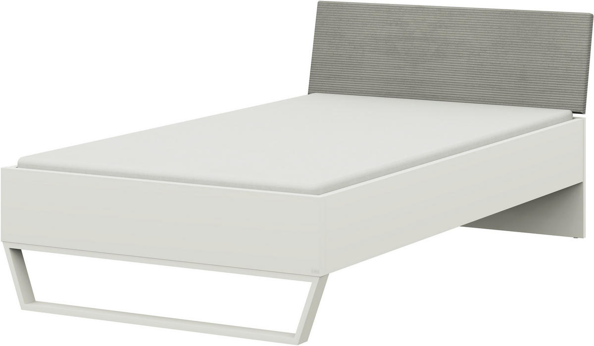 BETT 120/200 cm  in Grau, Weiss   - Weiss/Grau, Design, Holzwerkstoff/Textil (120/200cm) - Cantus