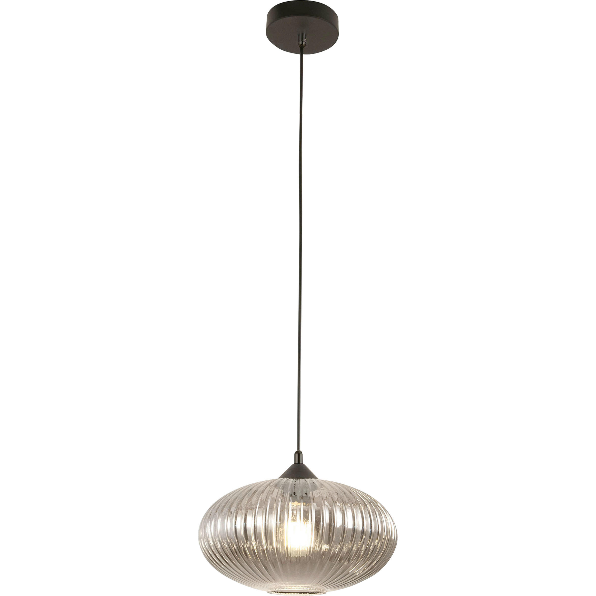 PENDELLEUCHTE Fiordaliso 30/200 cm   - Schwarz/Grau, Design, Glas/Metall (30/200cm) - Fabas Luce
