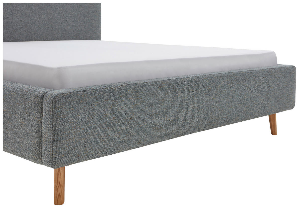 POLSTERBETT 160/200 cm  in Türkis  - Türkis/Eichefarben, Design, Holz/Textil (160/200cm) - MID.YOU