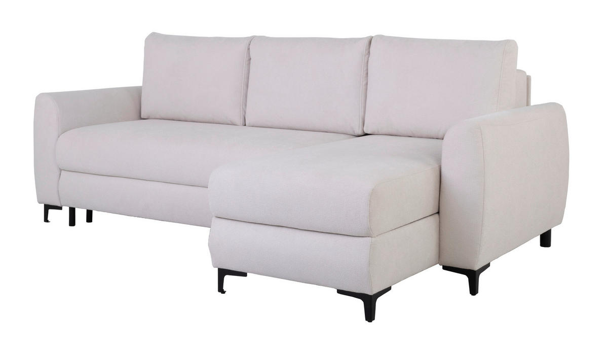 ECKSOFA in Mikrofaser Creme  - Creme/Schwarz, Design, Textil/Metall (236/148cm) - MID.YOU