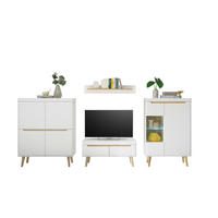 WOHNWAND 4-teilig  in Weiß, Eichefarben  344/170/40 cm  - Eichefarben/Weiß, Design, Glas/Holzwerkstoff (344/170/40cm) - MID.YOU