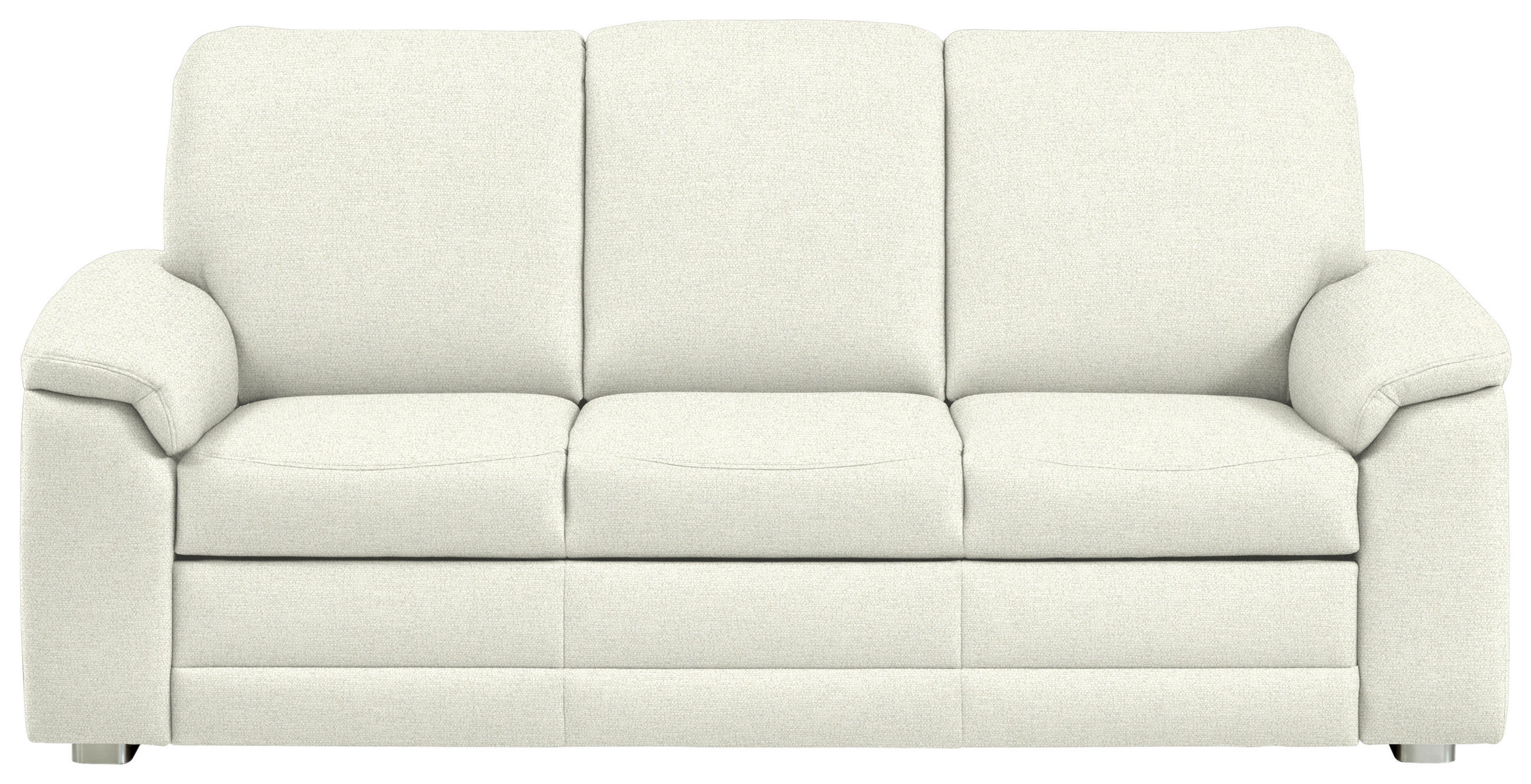 3-SITZER-SOFA Chenille Creme  - Creme/Alufarben, Konventionell, Textil/Metall (208/96/89cm) - Beldomo Comfort
