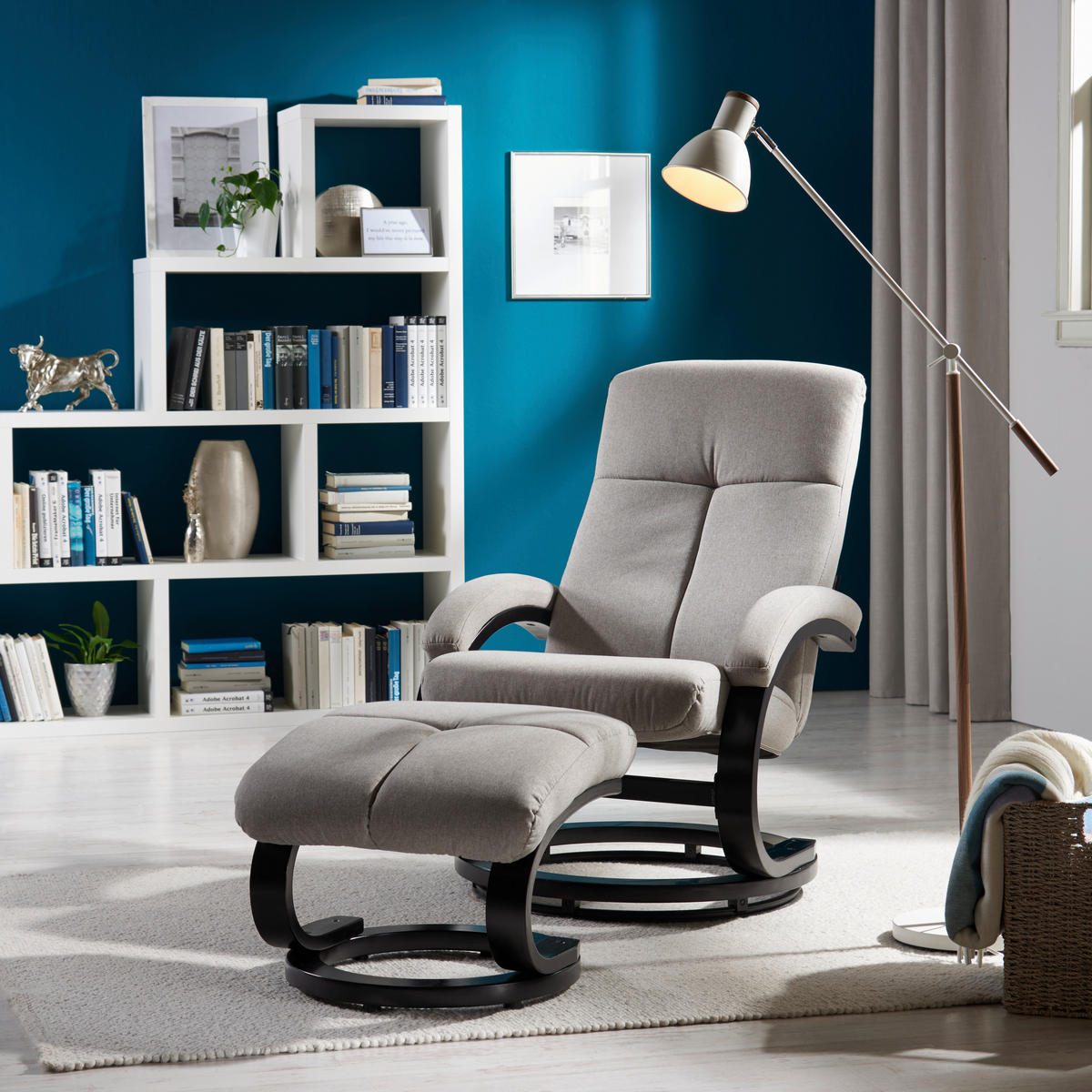 RELAX FOTEL SZETT - világosszürke/fekete, Design, textil/fa (68/82-97/90-120cm) - Carryhome