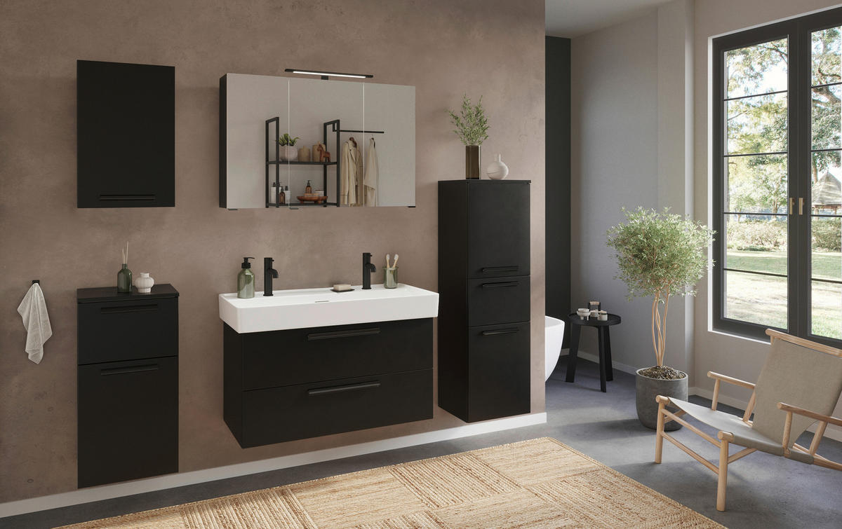 MIDISCHRANK 40/130/35 cm  - Schwarz, KONVENTIONELL, Holzwerkstoff/Kunststoff (40/130/35cm) - Xora