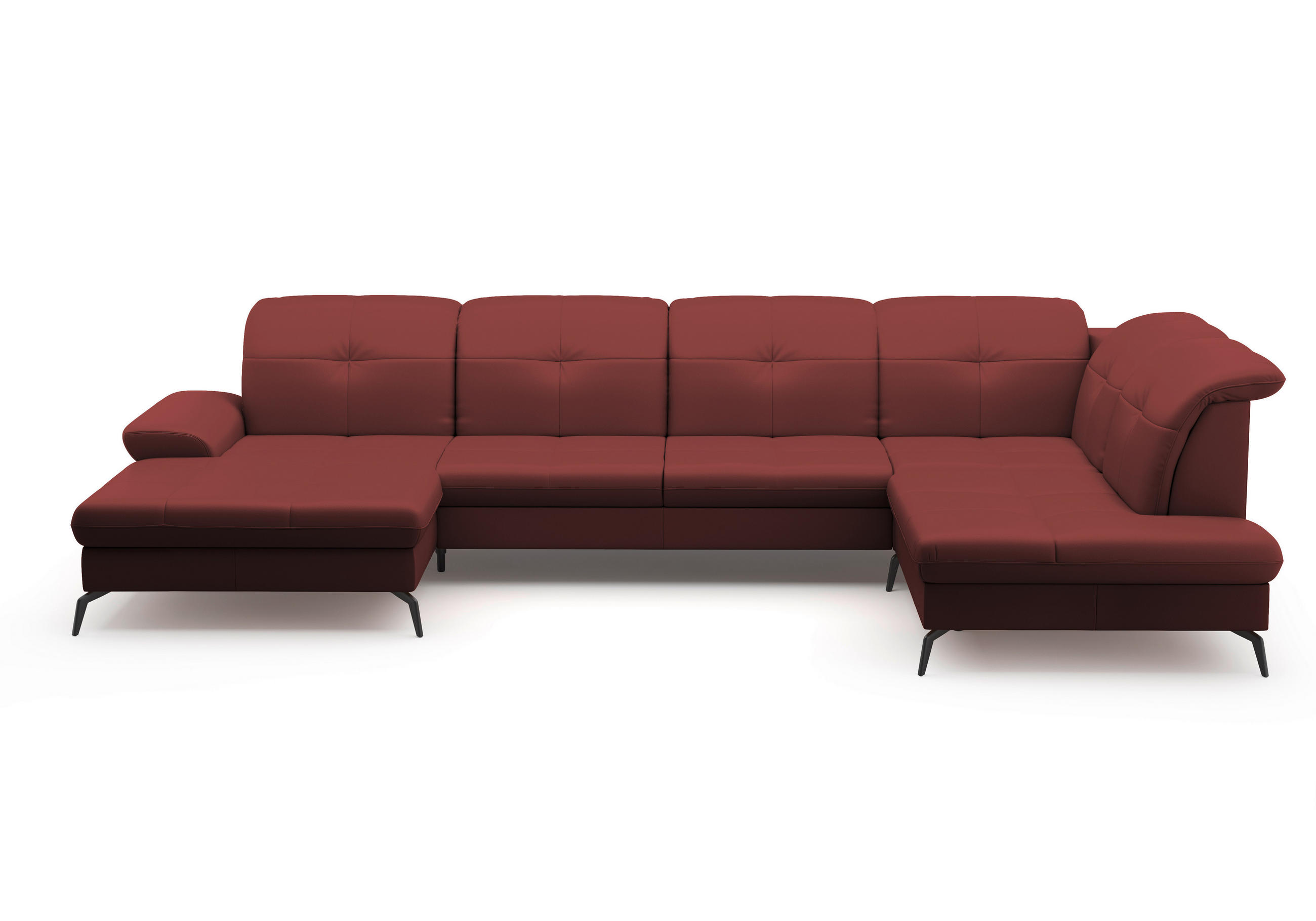 WOHNLANDSCHAFT in Echtleder Rotbraun  - Rotbraun/Schwarz, Konventionell, Leder/Metall (185/357/231cm) - Sit & More