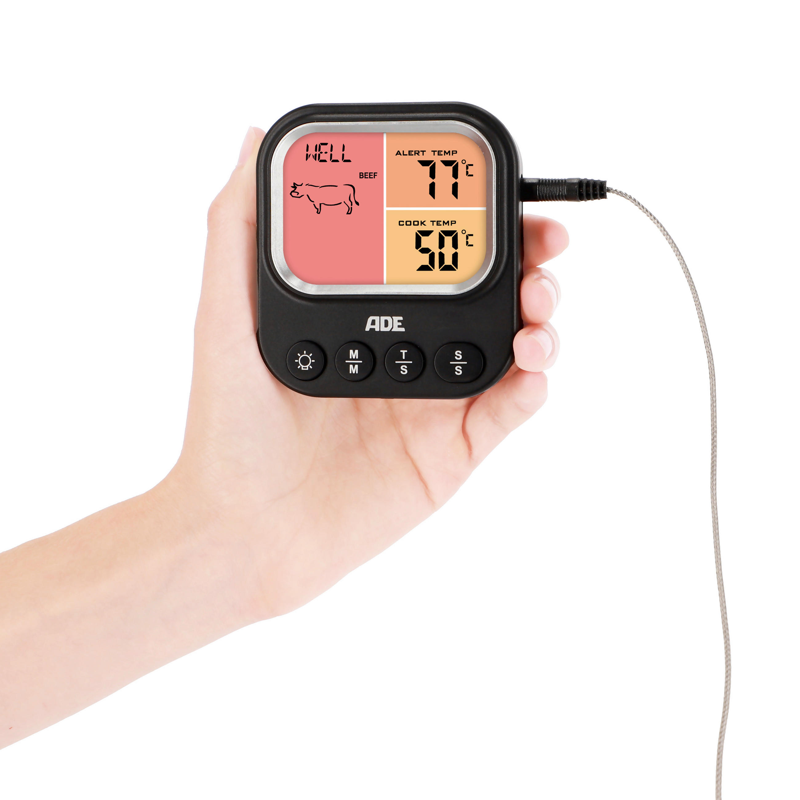 BRATENTHERMOMETER  - Schwarz, Basics, Kunststoff (8,8/8/2,8cm)