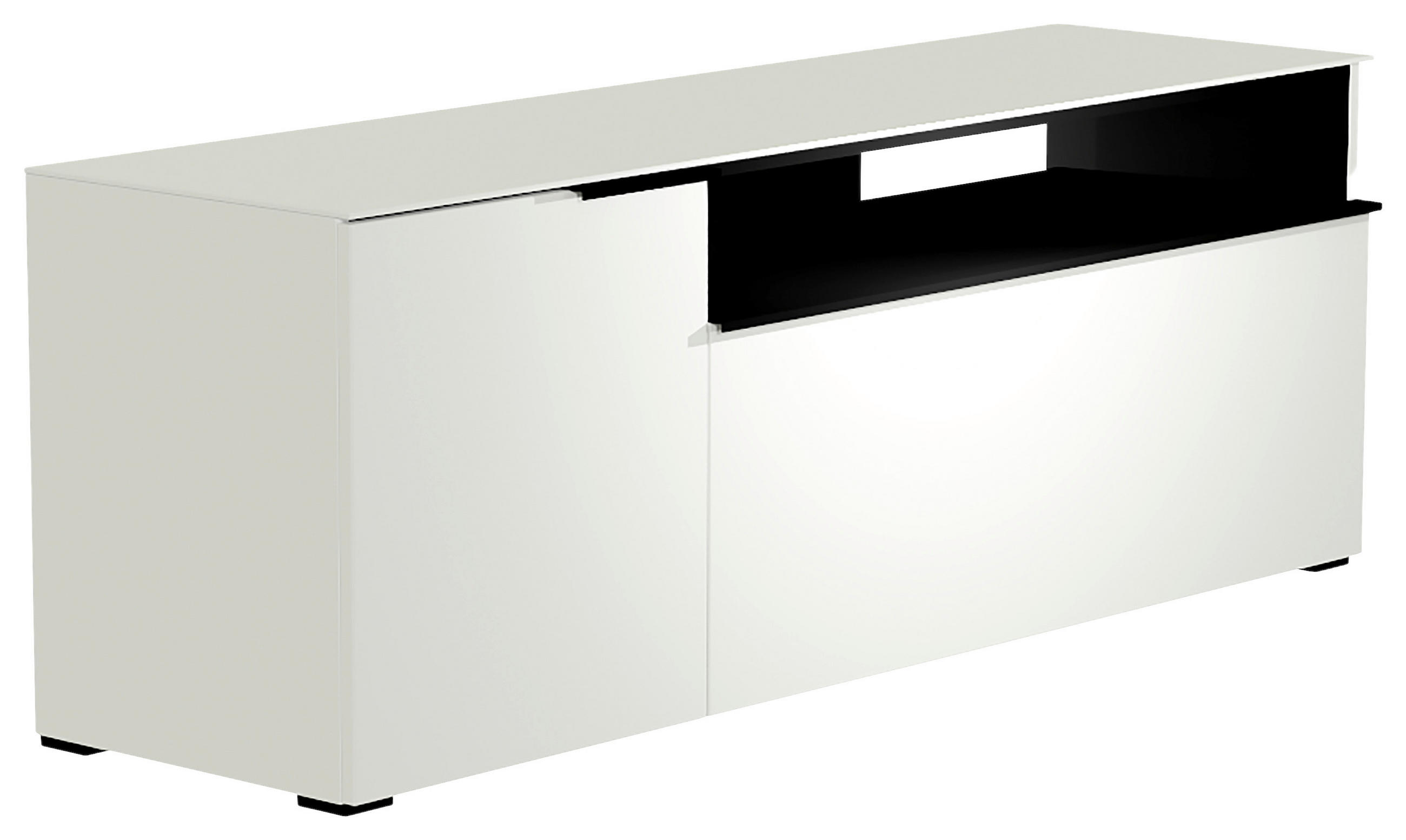 LOWBOARD  160/58/45 cm  - Schwarz/Weiß, Design, Glas/Holzwerkstoff (160/58/45cm) - Moderano