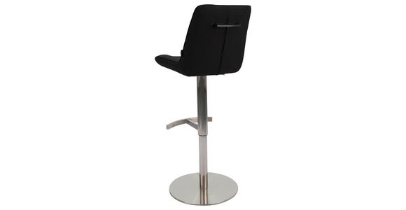 BARHOCKER Mikrofaser Schwarz, Edelstahlfarben Edelstahl Sitzfläche 360° drehbar, automatische Rückholfunktion, Stoffauswahl, mit Griff - Edelstahlfarben/Schwarz, Design, Textil/Metall (44/86-110,5/54,5cm) - Novel