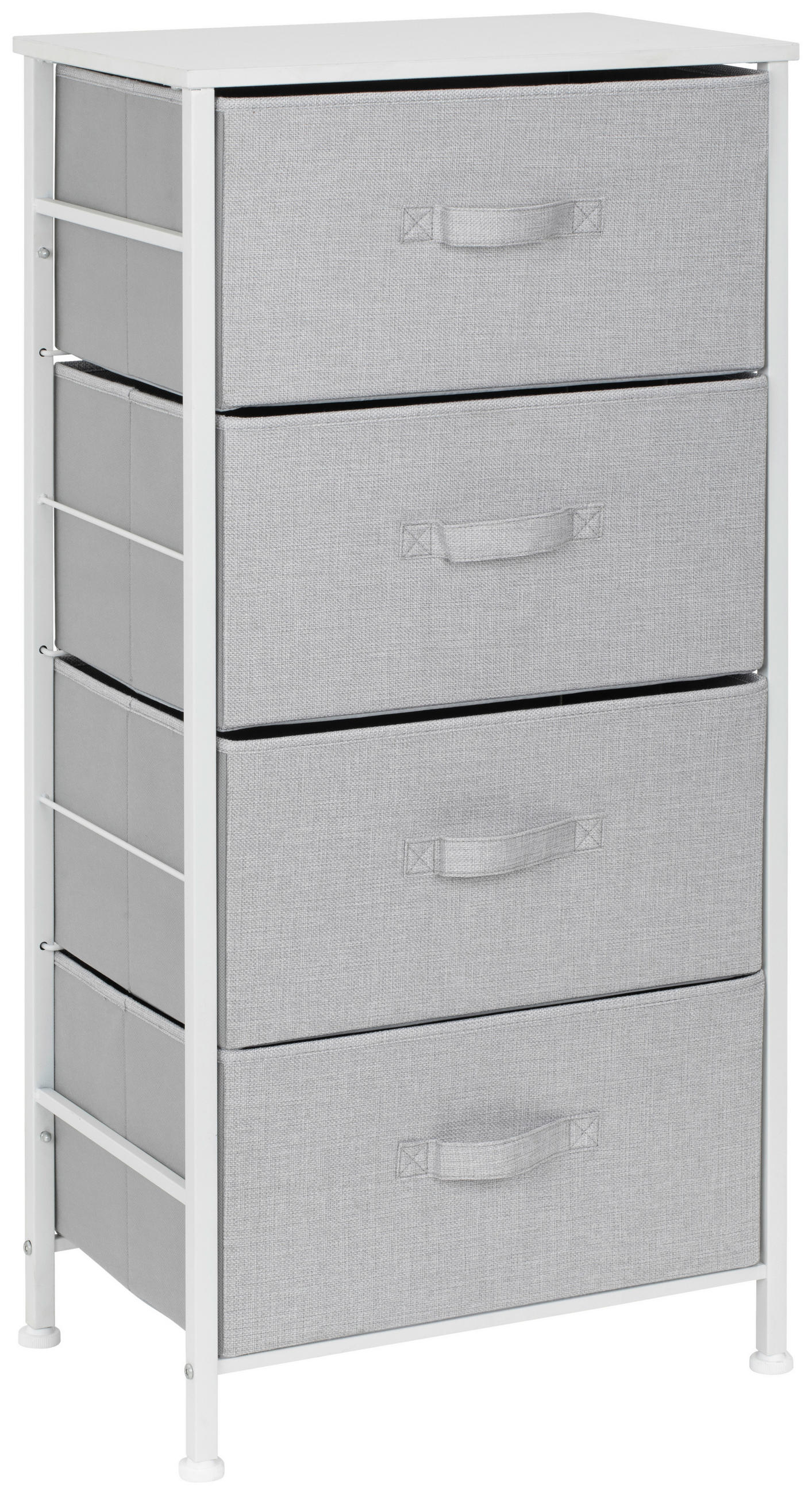 KOMMODE , 45/92.5/30 cm, 4 Schublade(n)  - Weiß/Grau, MODERN, Holzwerkstoff/Textil (45/92.5/30cm) - PBJ