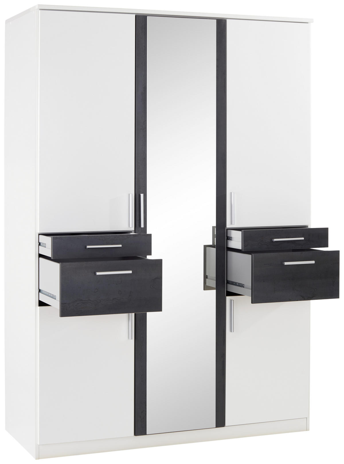 KLEIDERSCHRANK in Graphitfarben, Grau, Weiss  - Weiss/Silberfarben, Modern, Holzwerkstoff/Kunststoff (135/199/58cm) - MID.YOU