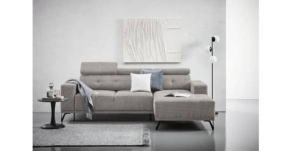 ECKSOFA in Chenille Grau  - Schwarz/Grau, KONVENTIONELL, Textil/Metall (264/178cm) - Hom`in