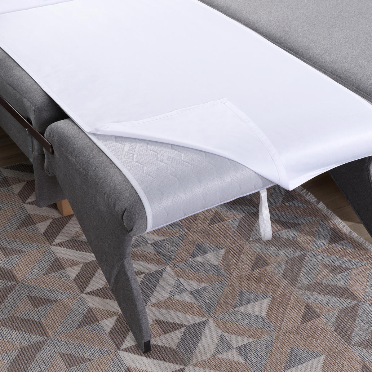 ECKSOFA in Flachgewebe Grau  203/261 cm  - Eichefarben/Grau, KONVENTIONELL, Holz/Textil (203/261cm) - Sedda