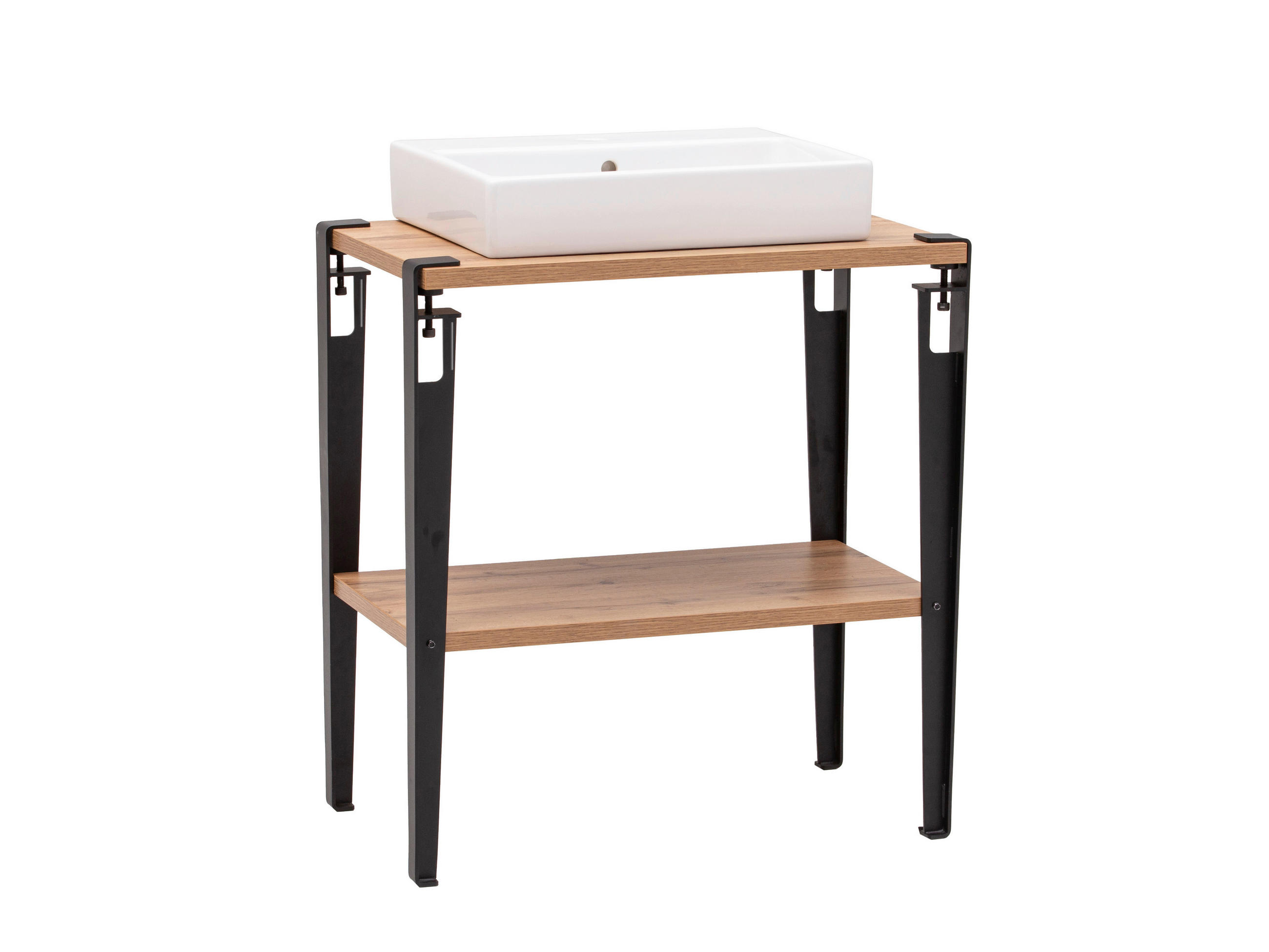 WASCHTISCHKOMBI 76 cm  - Eichefarben/Schwarz, KONVENTIONELL, Keramik/Holzwerkstoff (76cm)