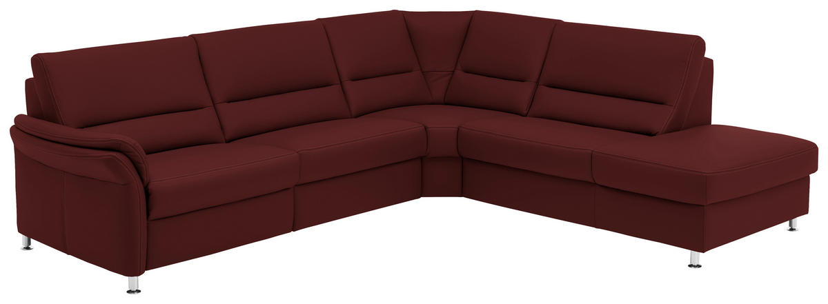 ECKSOFA in Echtleder Brombeere  - Brombeere/Beige, Design, Leder/Metall (288/249cm) - Beldomo Premium