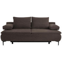 BOXSPRINGSOFA in Flachgewebe Dunkelbraun  - Dunkelbraun, Konventionell, Textil/Metall (204/93/100cm) - Novel