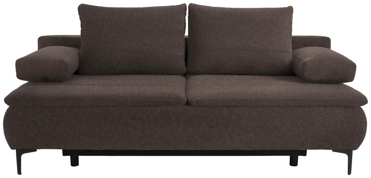 BOXSPRINGSOFA in Flachgewebe Dunkelbraun  - Dunkelbraun, Konventionell, Textil/Metall (204/93/100cm) - Novel