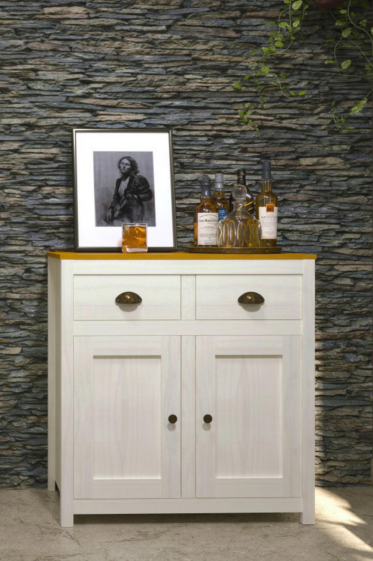 KOMMODE  in 86/90/45 cm  - Messingfarben/Weiß, Natur, Holz/Metall (86/90/45cm) - Livetastic