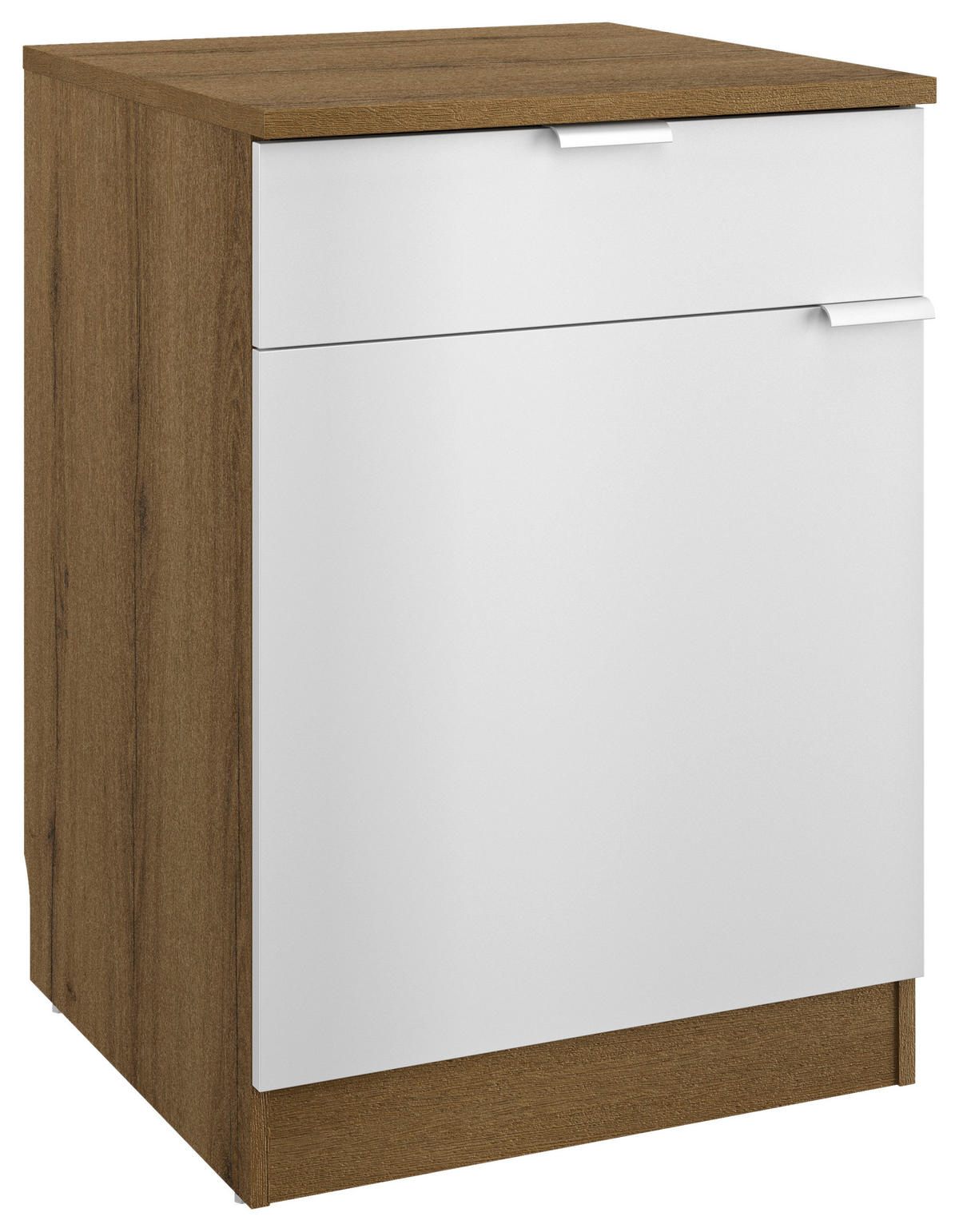 KÜCHENUNTERSCHRANK 60/86/60 cm  in Weiß, Eichefarben  - Eichefarben/Weiß, Basics, Holzwerkstoff/Metall (60/86/60cm) - MID.YOU