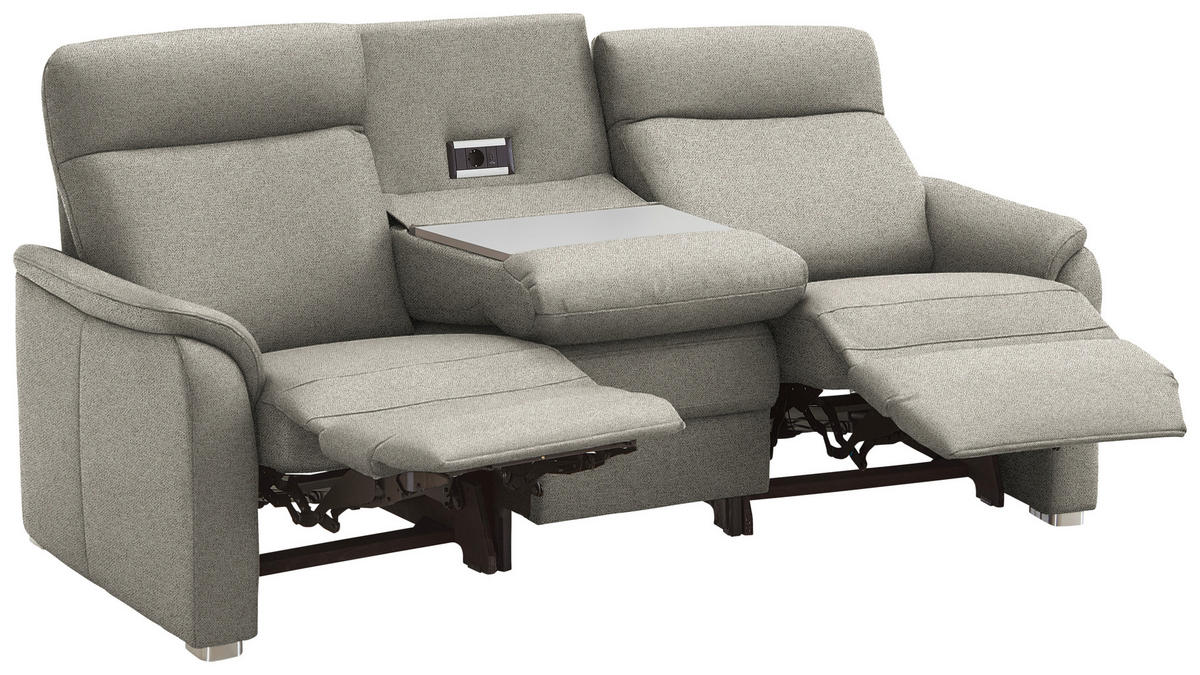 TRAPEZSOFA  in Flachgewebe Schilfgrün  - Schilfgrün/Alufarben, KONVENTIONELL, Textil/Metall (218/107/103cm) - Beldomo Comfort