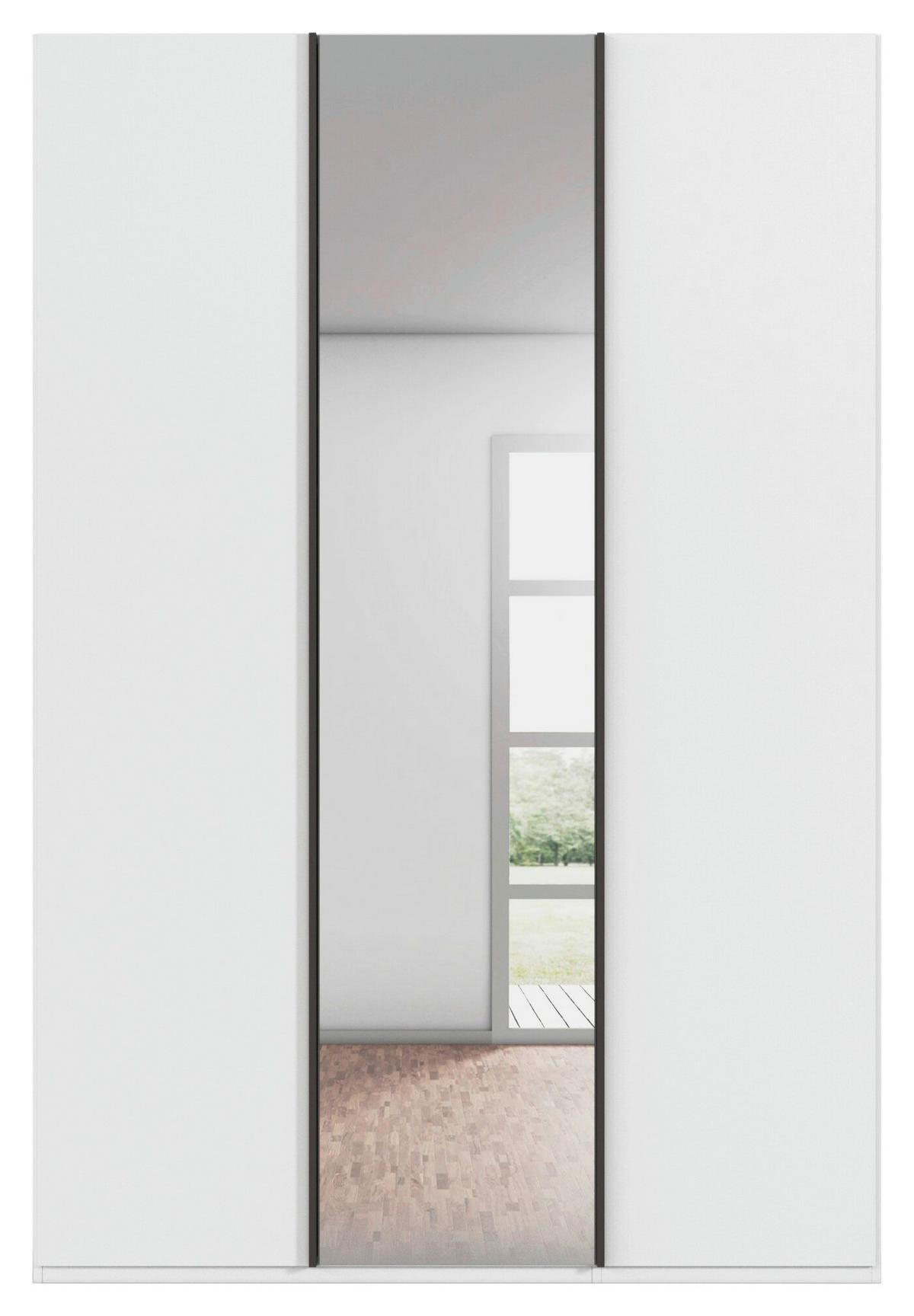 DREHTÜRENSCHRANK 151/235/61 cm,  in Weiß, 3-türig  - Graphitfarben/Weiß, Basics, Glas/Holzwerkstoff (151/235/61cm) - Novel