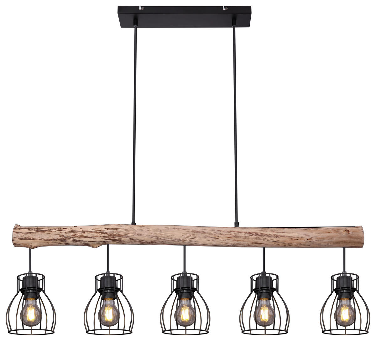 ZÁVĚSNÉ SVÍTIDLO, 104/13,6/140 cm  - černá/přírodní barvy, Basics, kov/dřevo (104/13,6/140cm) - Globo